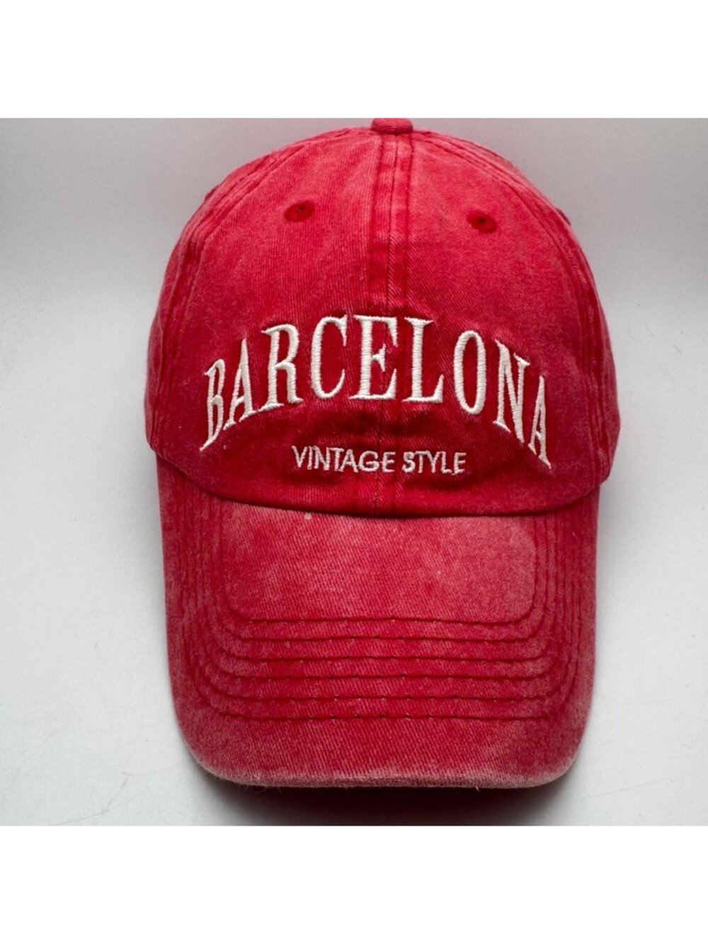 Robin Ruth Barcelona Vintage Style Baseball Cap Washed Red  Adjustable Hat Men's